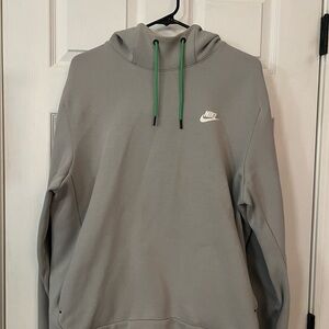 Nike Tech Hoodie in Gray with Green Highlights